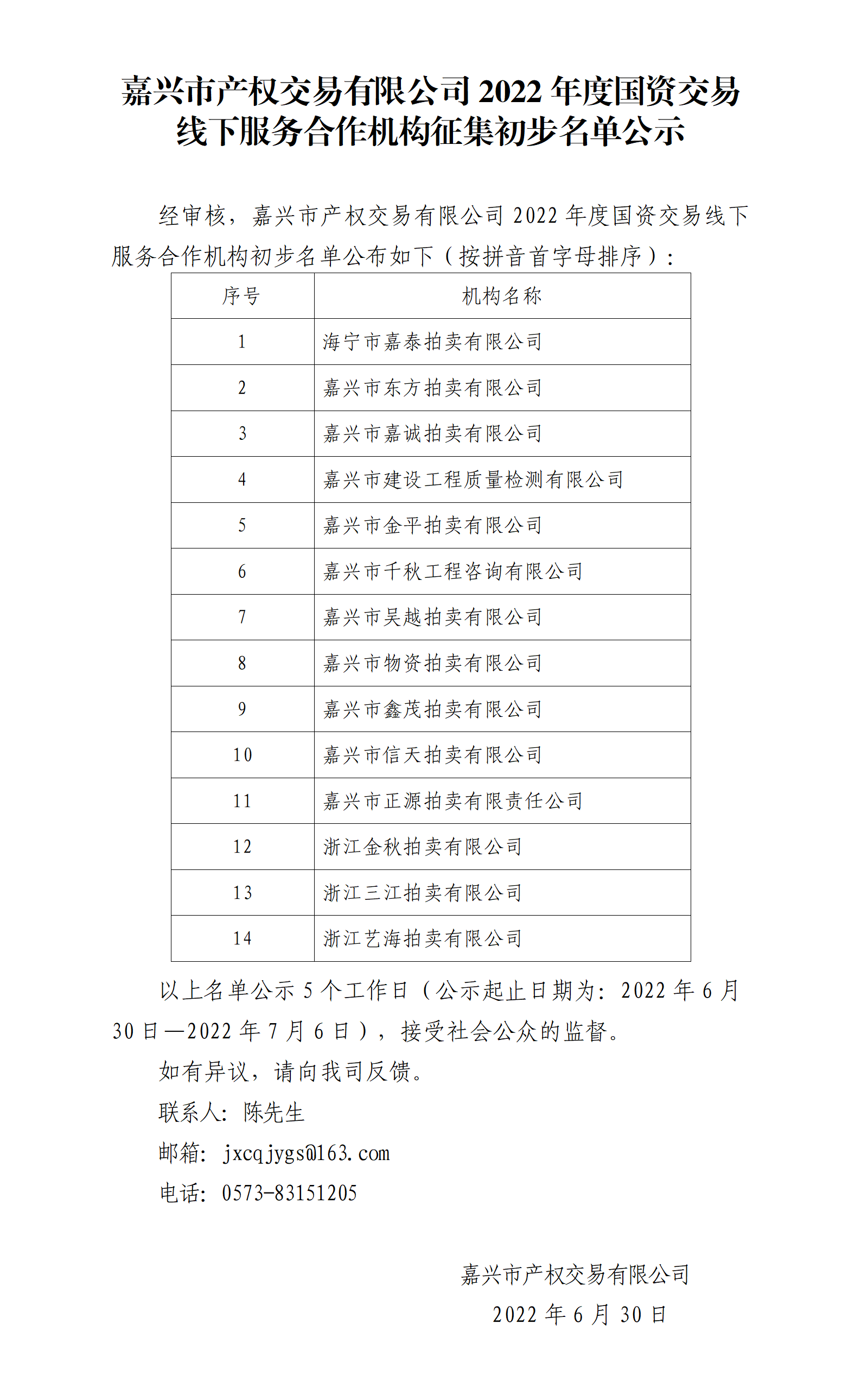 嘉兴市产权交易有限公司2022年度国资交易线下服务合作机构征集初步名单公示（图片）.png